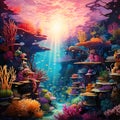 Vibrant Coral Reef with Majestic Reflections Royalty Free Stock Photo