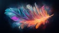 Vibrant Cosmic Feather Glowing in Dark Space Royalty Free Stock Photo