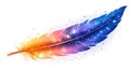 Vibrant cosmic feather with multicolor gradient and starry night sky Royalty Free Stock Photo