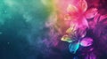Vibrant Cosmic Flowers with Colorful Space Nebula Background. Royalty Free Stock Photo