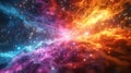 Vibrant cosmic nebula with bright stars - generative ai Royalty Free Stock Photo