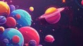 Vibrant Cosmic Space Scene with Colorful Planets and Stars