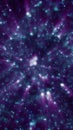 Vibrant cosmic starburst with purple and blue glowing particles radiating into deep space Royalty Free Stock Photo