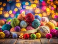 Vibrant Craft Supplies A Colorful Array of Yarn Balls and Thread Spools Perfect for DIY Projects and Creative Royalty Free Stock Photo