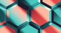 Vibrant creative background of geometric hexagonal pattern in teal and coral colors, sharp edges, dy Royalty Free Stock Photo