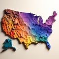 vibrant and creative interpretation of the United States through a colorful paint US map.