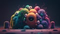 Vibrant creepy creatures lurking in dark, displaying their eerie beauty