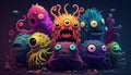 Vibrant creepy creatures lurking in dark, displaying their eerie beauty