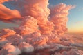 Vibrant crimson clouds beautifully illuminated by the warm golden light of the setting sun at sunset Royalty Free Stock Photo