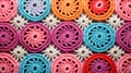 Vibrant Crochet Mandalas Pattern Texture Background Royalty Free Stock Photo