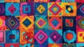 Colorful crochet blanket squares Royalty Free Stock Photo
