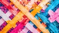 Vibrant Crosshatch Pattern Colorful Wooden Texture Background AI generated.