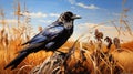Vibrant Crow In Hyper-realistic Photo: A Stunning Display Of Colors