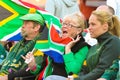 A crowd of people with jerseys and Kenyan flags supporting their team at a rugby event Royalty Free Stock Photo