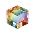Vibrant Crystal Prism Cube with Colorful Reflections and Light Play in a 3D Rendered Image Royalty Free Stock Photo
