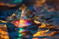 Vibrant crystal pyramid in water Royalty Free Stock Photo