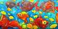 Vibrant Currents Expressive Digital Fish Painting Royalty Free Stock Photo