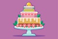 A vibrant and customizable wedding cake sits on a decorative stand, ready for a celebration, Wedding cake Customizable Semi Flat Royalty Free Stock Photo