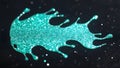 A vibrant cyan glitter splash on a black background. Royalty Free Stock Photo