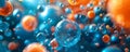 Vibrant 3D Abstract Art with Orange and Blue Spheres Creating a Dynamic Fractal Pattern