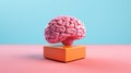 Vibrant 3D brain illustration on a clean white backdrop, showcasing creativity, intelligence detail