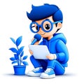 Cartoon Person Using Voice Command in 2D Style