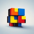 Vibrant 3d Cube Puzzles With Minimalist Sculpture Graphics