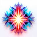 Luminous 3d Fire Redblue Flower: Artistic Abstract Watercolor Style