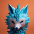 Vibrant 3d Fox Figurine With Blue Feathers And Eyes