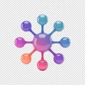 Vibrant 3d gradient icon of interconnected network or nodes, representing technology, communication, social links Royalty Free Stock Photo