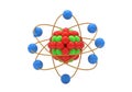 3d atomic model with electrons orbiting nucleus isolated on transparent background Royalty Free Stock Photo