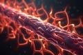 Vibrant 3D Illustration of Microscopic Muscle Fiber Contraction