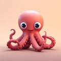 Vibrant 3d Illustration Of A Playful Octopus In A Pink Shell
