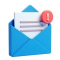 Urgent 3D email alert icon blue envelope white background Royalty Free Stock Photo