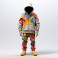 3d Rendered Kids Hooded Sweatsuit In Colorful Minimalist Style