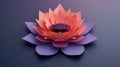 Vibrant 3D Papercraft Lotus Flower In Hues Of Pink And Purple on Minimalist Background. AI Generated