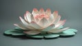 Vibrant 3D Papercraft Lotus Flower In Hues Of Pink And Green on Minimalist Background. AI Generated