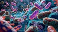 Vibrant 3D Render of Bacteria and Viruses in a Microscopic World Royalty Free Stock Photo