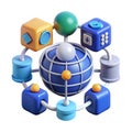 Global network connection illustration with abstract data nodes worldwide digital Royalty Free Stock Photo