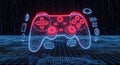 Futuristic Wireframe Game Controller with Neon Glow Royalty Free Stock Photo