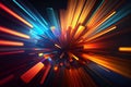 3D Abstract Multicolor Spectrum Background with Bright Orange Blue Neon Rays and Glowing Lines, generative ai