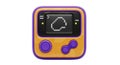 Retro handheld gaming device with pixelated cloud icon display Royalty Free Stock Photo