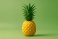 A Vibrant 3D Render of a Single Pineapple Against a Green Background Royalty Free Stock Photo