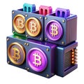 3d bitcoin mining modules stacked, cryptocurrency financial tech Royalty Free Stock Photo