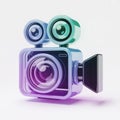 Retro 3D Video Camera Icon with Gradient Colors Royalty Free Stock Photo
