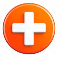 Add Button Icon - White Plus Sign on Orange Circle Royalty Free Stock Photo