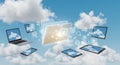 Cloud Computing and Data Management Across Connected Devices Royalty Free Stock Photo