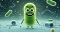 Friendly green cartoon microbe smiling widely Royalty Free Stock Photo