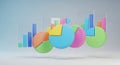 Modern 3D Data Visualization with Colorful Pie and Bar Charts Royalty Free Stock Photo
