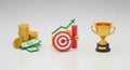 Money target and trophy symbolizing ultimate success Royalty Free Stock Photo